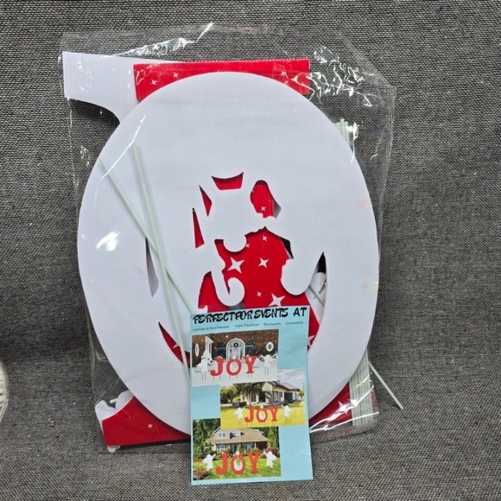JOY Nativity Yard Sign‎ Christmas Outdoor Lawn Decor Set Red White New Stakes